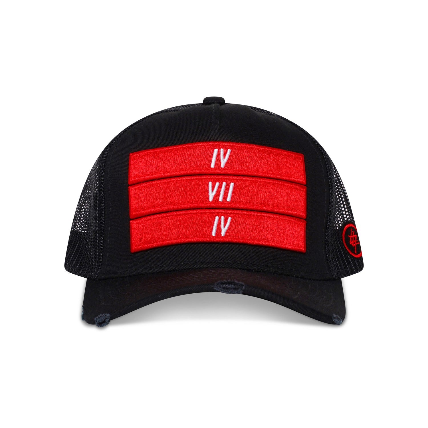 White 474 Red 3 Bars Trucker Cap