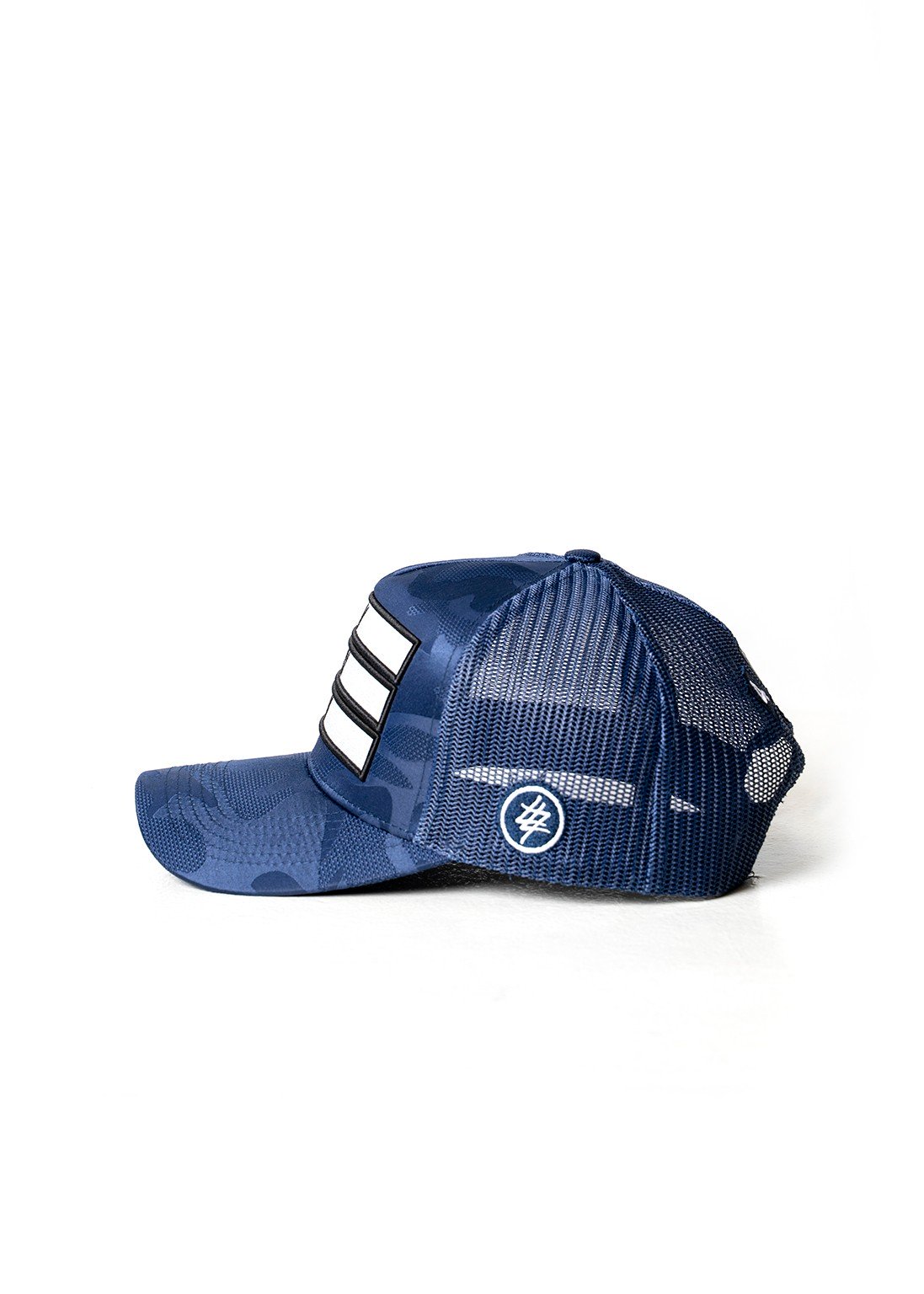 Navy Blue Camo 474 3 Bars Trucker