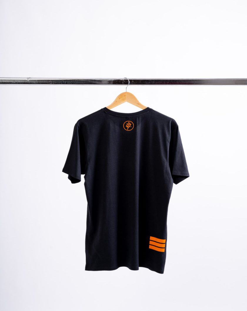 Orange Print Black T-Shirt